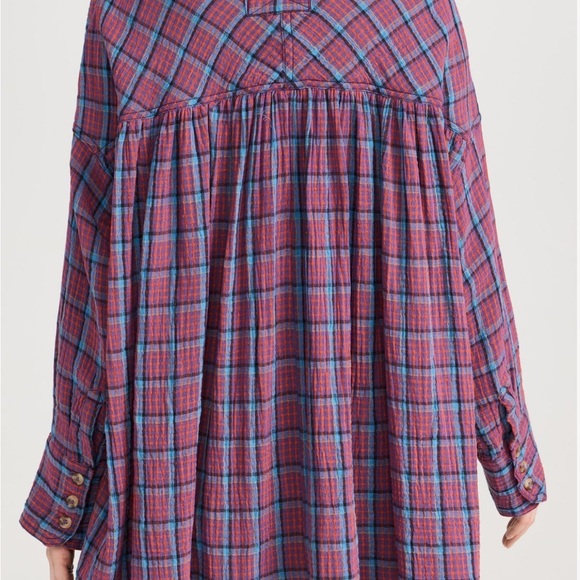 Free people Cardiff plaid oversized button down shirt NWT - Picture 7 of 7